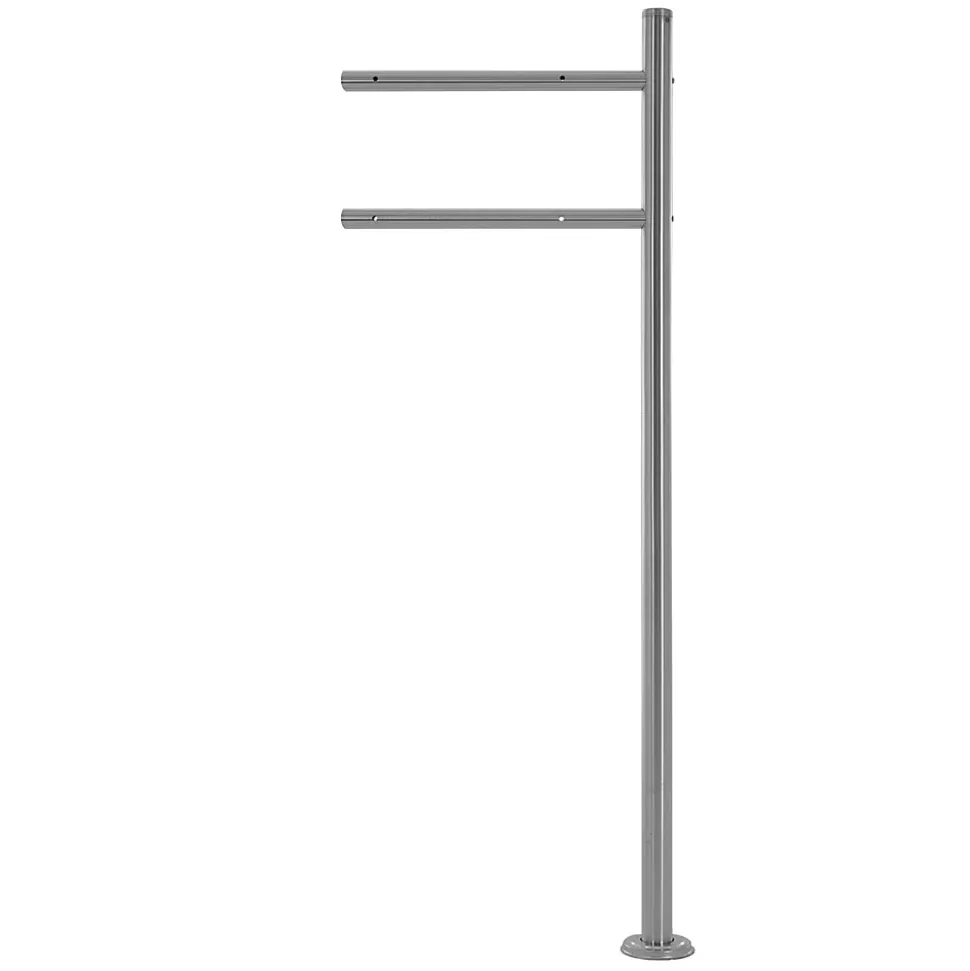 Boîte aux lettres anthracite-argent avec support métallisé 120cm+ kit de montage
