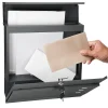 Boîte aux lettres avec compartiment à journaux avec support poteau anthracite