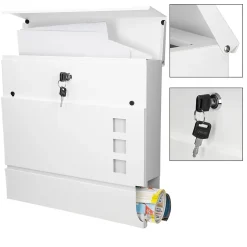 Boîte aux lettres avec support mailbox blanc moderne avec 2 clés incluses