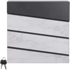Boîte aux lettres en acier optique marbre blanc murale moderne + 2 clés inclus