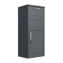 Boîte aux lettres gris avec espace colis en acier galvanisé et serrure papillon