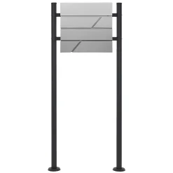 Boîte aux lettres gris clair avec support boîte postale sur pieds acier + 2 clés