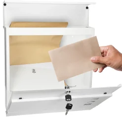 Boîte aux lettres moderne blanc avec compartiment à journaux en acier 2 clés