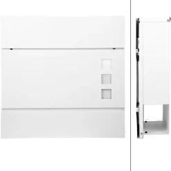 Boîte aux lettres moderne blanc avec compartiment à journaux en acier 2 clés