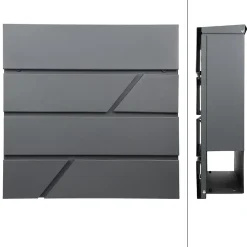 Boîte aux lettres murale anthracite avec 2 clés compartiment à journaux postale