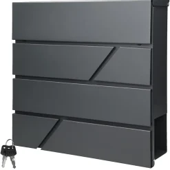 Boîte aux lettres murale anthracite avec 2 clés compartiment à journaux postale