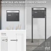 Boîte aux lettres murale avec porte-journaux acier inoxydable anthracite moderne