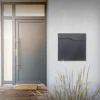 Boîte aux lettres murale en acier anthracite avec rouleau à journaux 37x37x11 cm