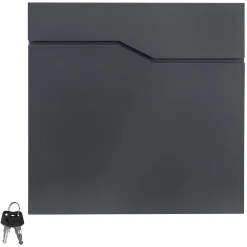 Boîte aux lettres murale en acier anthracite avec rouleau à journaux 37x37x11 cm