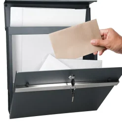 Boîte aux lettres murale en acier anthracite avec compartiment à lettres 2 clés