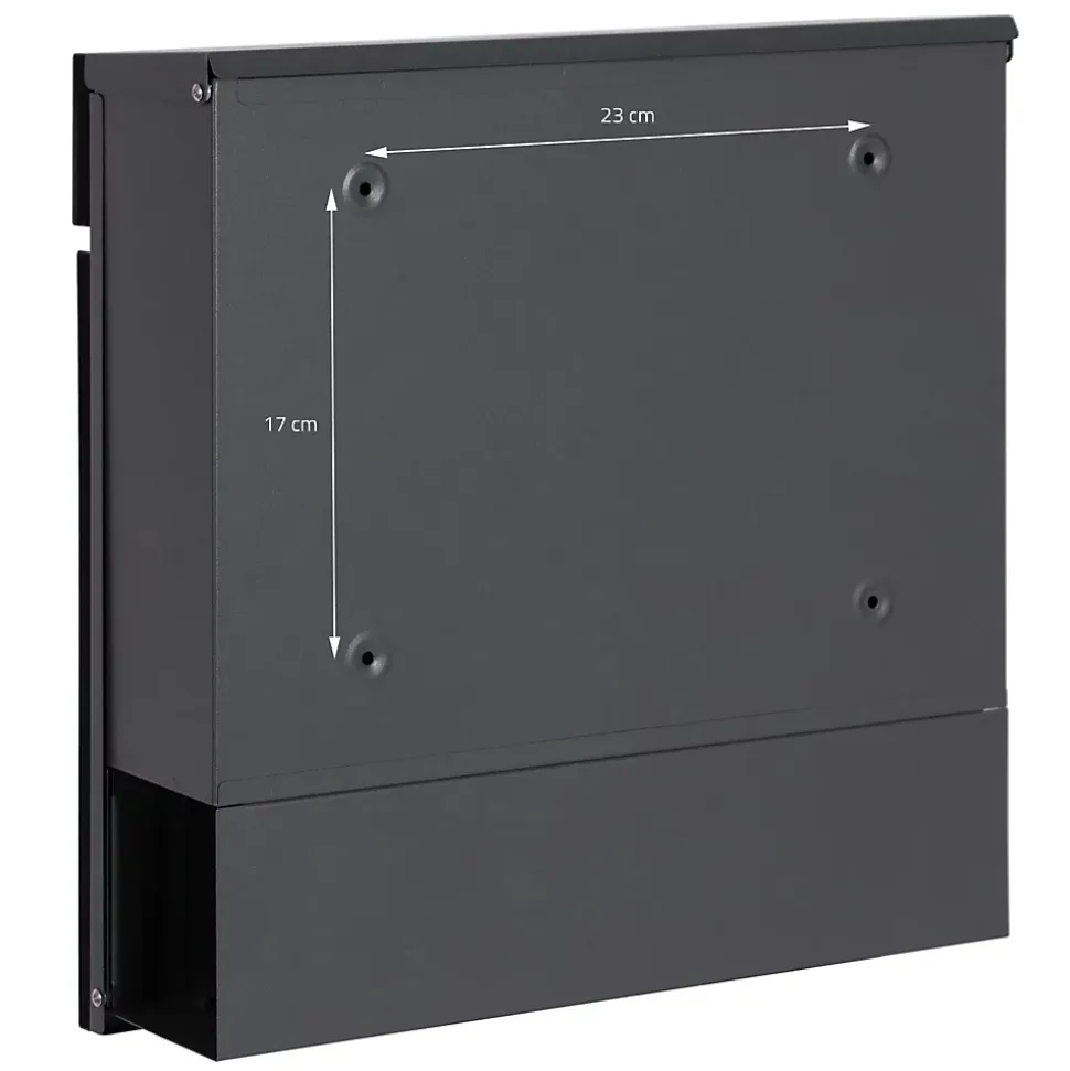 Boîte aux lettres murale moderne en acier anthracite aspect bois + 2 clés inclus