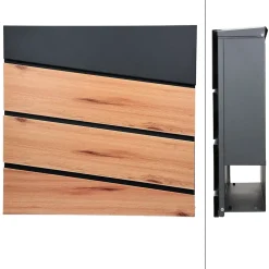 Boîte aux lettres sur pieds boîte postale anthracite et design bois avec support