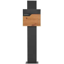 Boîte aux lettres sur pied boîte postale anthracite/aspect bois avec support