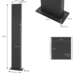 Boîte aux lettres sur pied boîte postale anthracite/aspect bois avec support