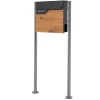 Boîte aux lettres sur pieds boîte postale anthracite/aspect bois +support argent