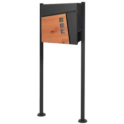 Boîte aux lettres sur pieds boîte postale anthracite imitation bois avec support