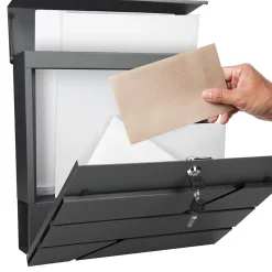 Boîte aux lettres sur pied argenté en acier revêtu par poudre porte-journaux clé