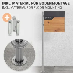 Boîte aux lettres sur pied piedestal boîte postale anthracite/aspect bois modern