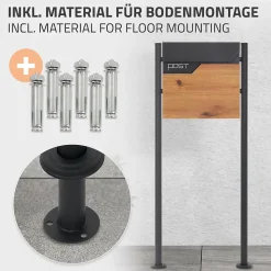 Boîte aux lettres sur pieds boîte postale anthracite imitation bois avec support
