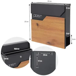 Boîte aux lettres sur pieds boîte postale anthracite imitation bois avec support