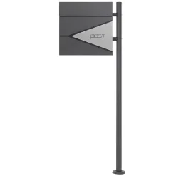 Boîte aux lettres sur une pied boîte postale en acier anthracite/argent moderne
