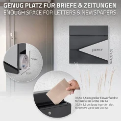 Boîte aux lettres sur une pied boîte postale en acier anthracite/argent moderne