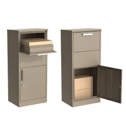 Boîte aux lettres taupe avec compartiment colis en acier galvanisé et double clés