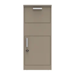 Boîte aux lettres taupe avec compartiment colis en acier galvanisé et double clés