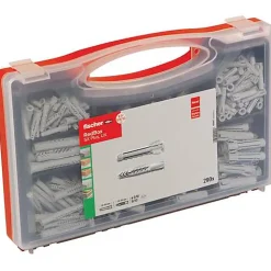 Boîte d'assortiment Fischer SX/UX nylon rouge, set complet de chevilles pour atelier et chantier