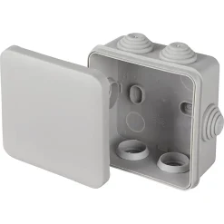 Boîte de dérivation carrée extérieure avec 7 passe-câbles et système de verrouillage 80 x 80 x 45 mm Schneider Electric Mureva gris