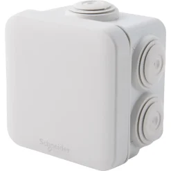 Boîte de dérivation carrée extérieure avec 7 passe-câbles et système de verrouillage 65 x 65 x 45 mm Schneider Electric Mureva Box gris