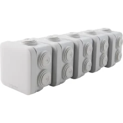Boîte de dérivation carrée extérieure avec 7 passe-câbles et système de verrouillage 65 x 65 x 45 mm Schneider Electric Mureva Box gris