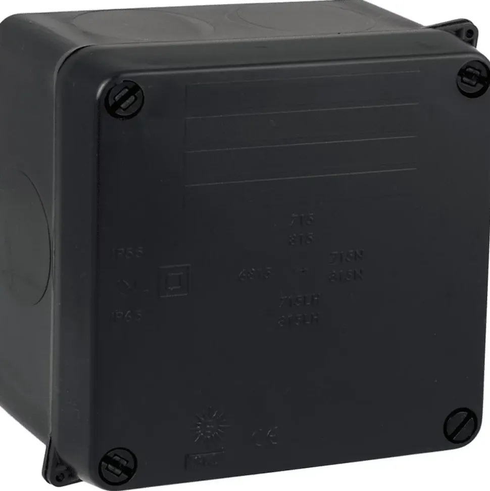 Boîte de dérivation carrée noire IP55 - Solera