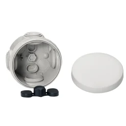 Boîte de dérivation ronde extérieure avec 4 passe-câbles et système de verrouillage 60 x 40 mm Schneider Electric Mureva Box gris