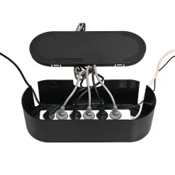 Boîte de rangement de câbles noir D-Line L. 415 x l. 165 mm, bloc 6 prises