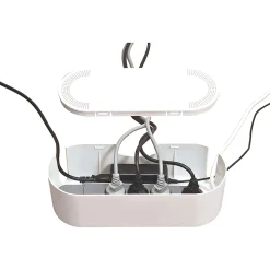 Boîte de rangement de câbles blanc D-Line L. 325 x l. 125 mm, bloc 4 prises