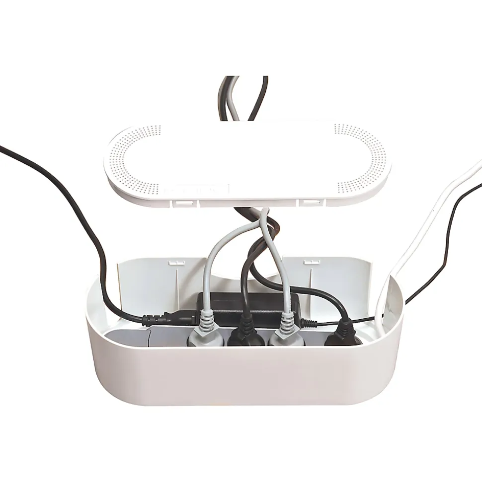 Boîte de rangement de câbles blanc D-Line L. 325 x l. 125 mm, bloc 4 prises