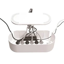 Boîte de rangement de câbles blanc D-Line L. 415 x l. 165 mm, bloc 6 prises