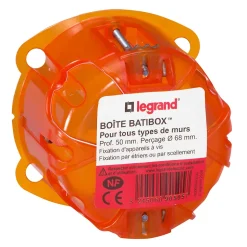 Boîte simple Batibox multi-matériaux Legrand P. 50 mm