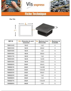 Bouchon carré 30X30 épaisseur tole du tube 1.2 A2.25 Polyethylène noir - 30 pièces