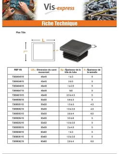 Bouchon carré 30X30 épaisseur tole du tube 1.2 A2.25 Polyethylène noir - 30 pièces