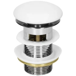Bouchon de vidange LuxeBath H109mm blanc universel pop-up pour lavabo avec trop-plein joints inclus