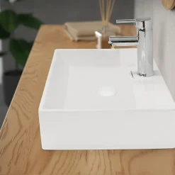 Bouchon de vidange LuxeBath H109mm blanc universel pop-up pour lavabo sans trop-plein avec joints