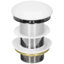 Bouchon de vidange LuxeBath H109mm blanc universel pop-up pour lavabo sans trop-plein avec joints