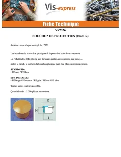 Bouchon Diamètre du corps 10 Diamètre de tête: 13 Longueur sous tête 6.7 Nylon RAL9010 blanc pur - 100 pièces
