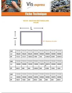 Bouchon rectangle pour tube 30X20 épaisseur tole du tube 1 à 2.25 nylon noir - 1 pièce