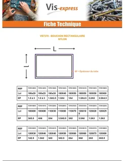 Bouchon rectangle pour tube 30X20 épaisseur tole du tube 1 à 3 nylon noir - 1 pièce