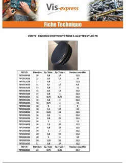 Bouchon rond pour tube Diamètre Extèrieur 18 Intérieur 14-16 nylon noir - 30 pièces