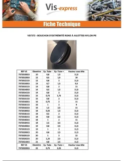 Bouchon rond pour tube Diamètre Extèrieur 70 Intérieur 61-66 nylon noir - 30 pièces