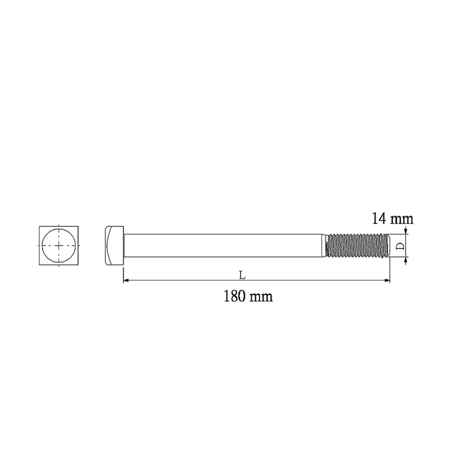 Boulon de charpente galvanisé 14 x 180 mm